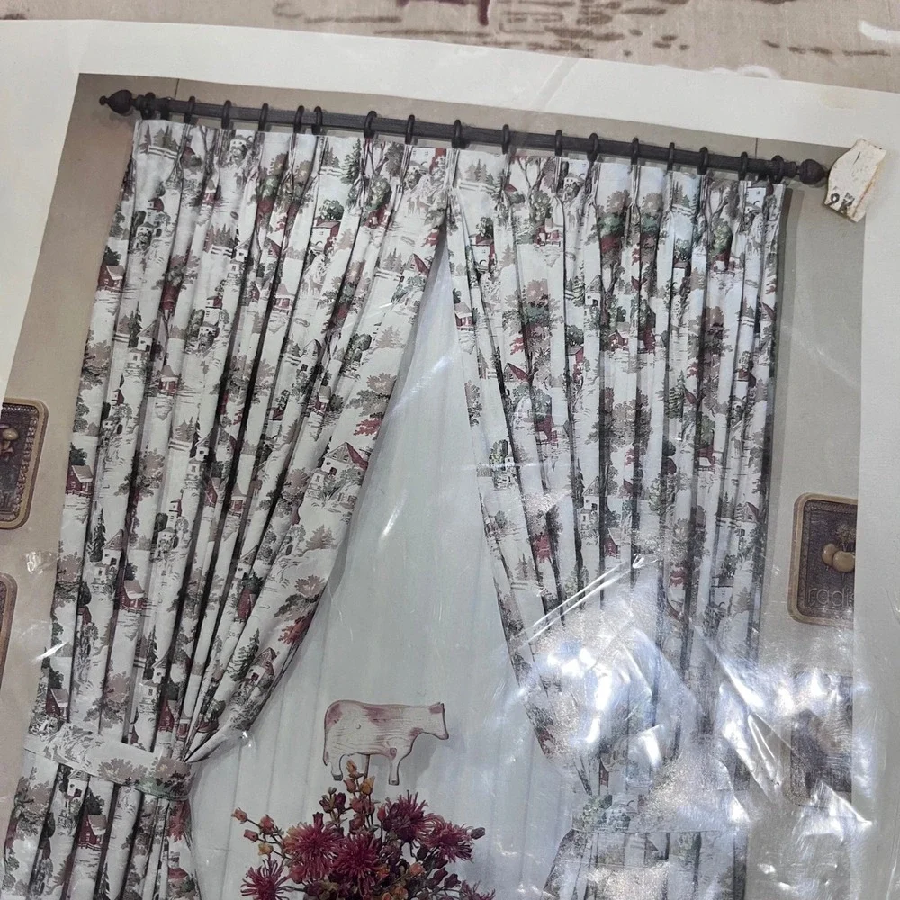 Vtg Emerson Thermal Insulated Curtains Winter Farm Barn Brown 46x63 1 Pair NEW